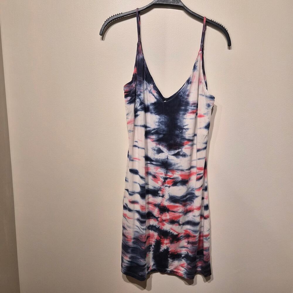Young Fabulous & Broke Women's Mini Slip Dress Tie-Dye Blue White Red Medium